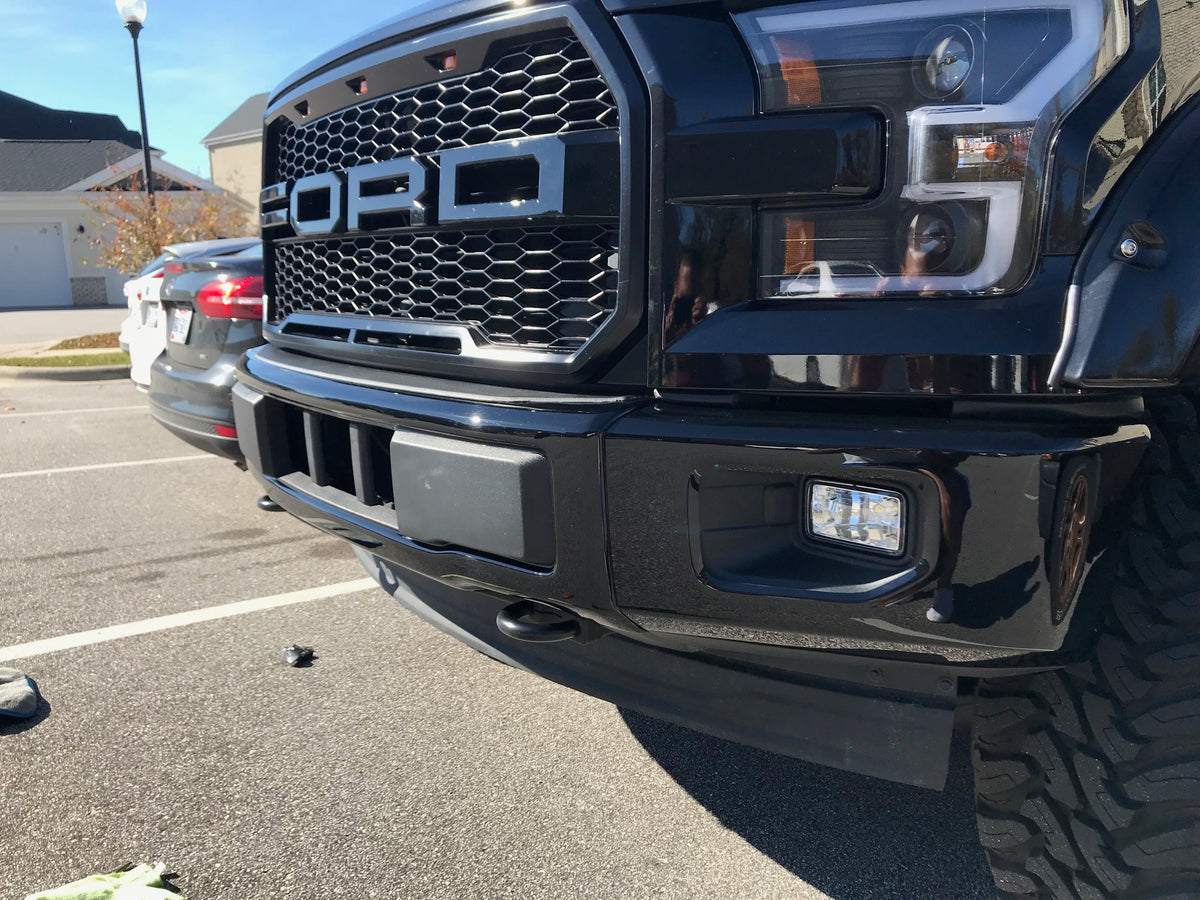 2015-2017 Ford F-150 Front Bumper Covers installed on a customer vehicle, Chrome Delete Kit