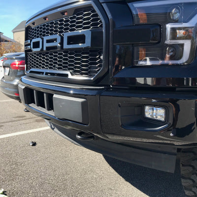 2015-2017 Ford F-150 Front Bumper Covers installed on a customer vehicle, Chrome Delete Kit