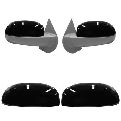 2007-2013 Silverado/Sierra Mirror Overlay Kit in gloss black, providing a sleek and reflective finish,