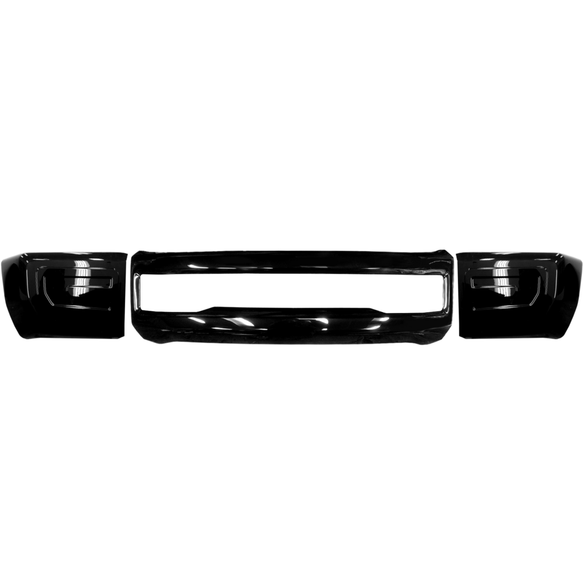Gloss Black 2017-2019 Ford F250 or F350 Bumper Covers without fog lamp cut outs, chrome delete kit