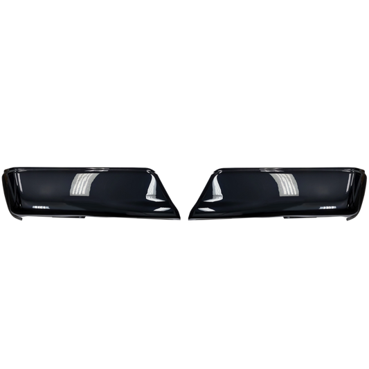 Gloss black Rear BumperShellz for 2015-2020 Ford F-150, no parking sensor cutouts.