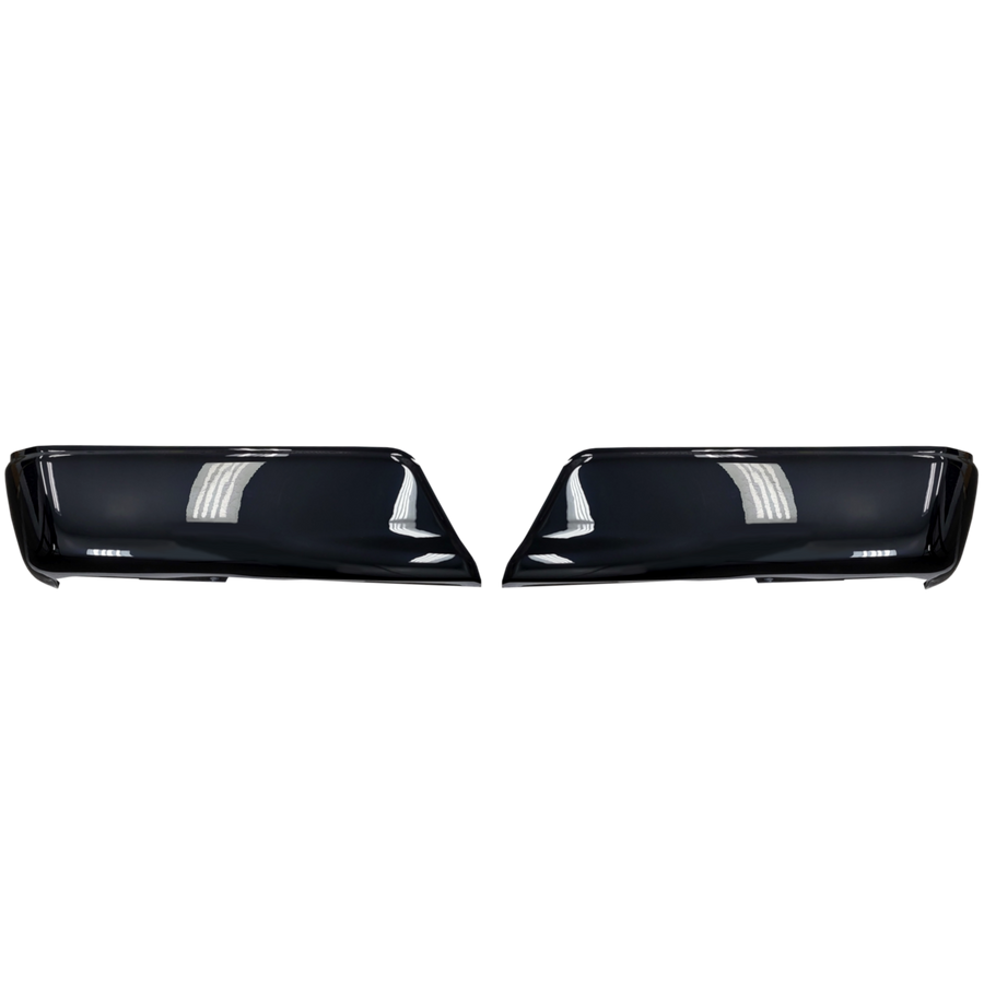 Gloss black Rear BumperShellz for 2015-2020 Ford F-150, no parking sensor cutouts.