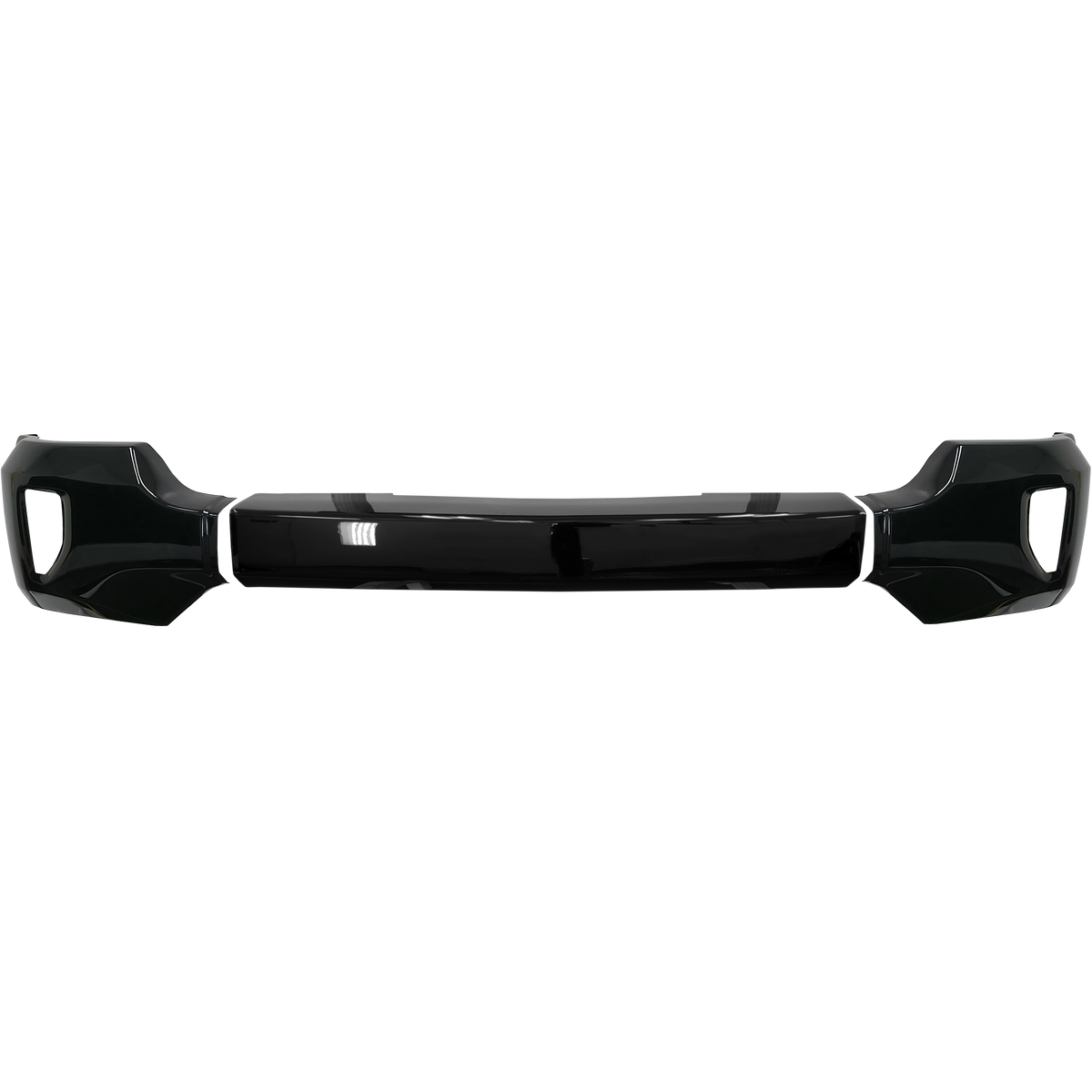 Gloss black front BumperShellz for 2016-2018 Chevy Silverado 1500, no parking sensors, with fog lamps.