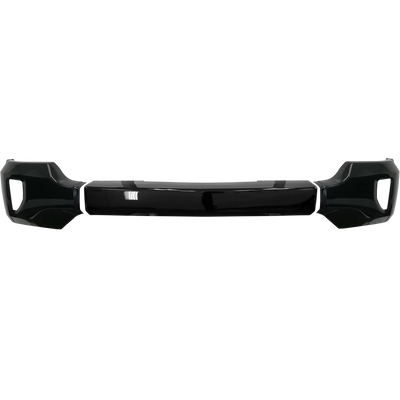 Gloss black front BumperShellz for 2016-2018 Chevy Silverado 1500, no parking sensors, with fog lamps.