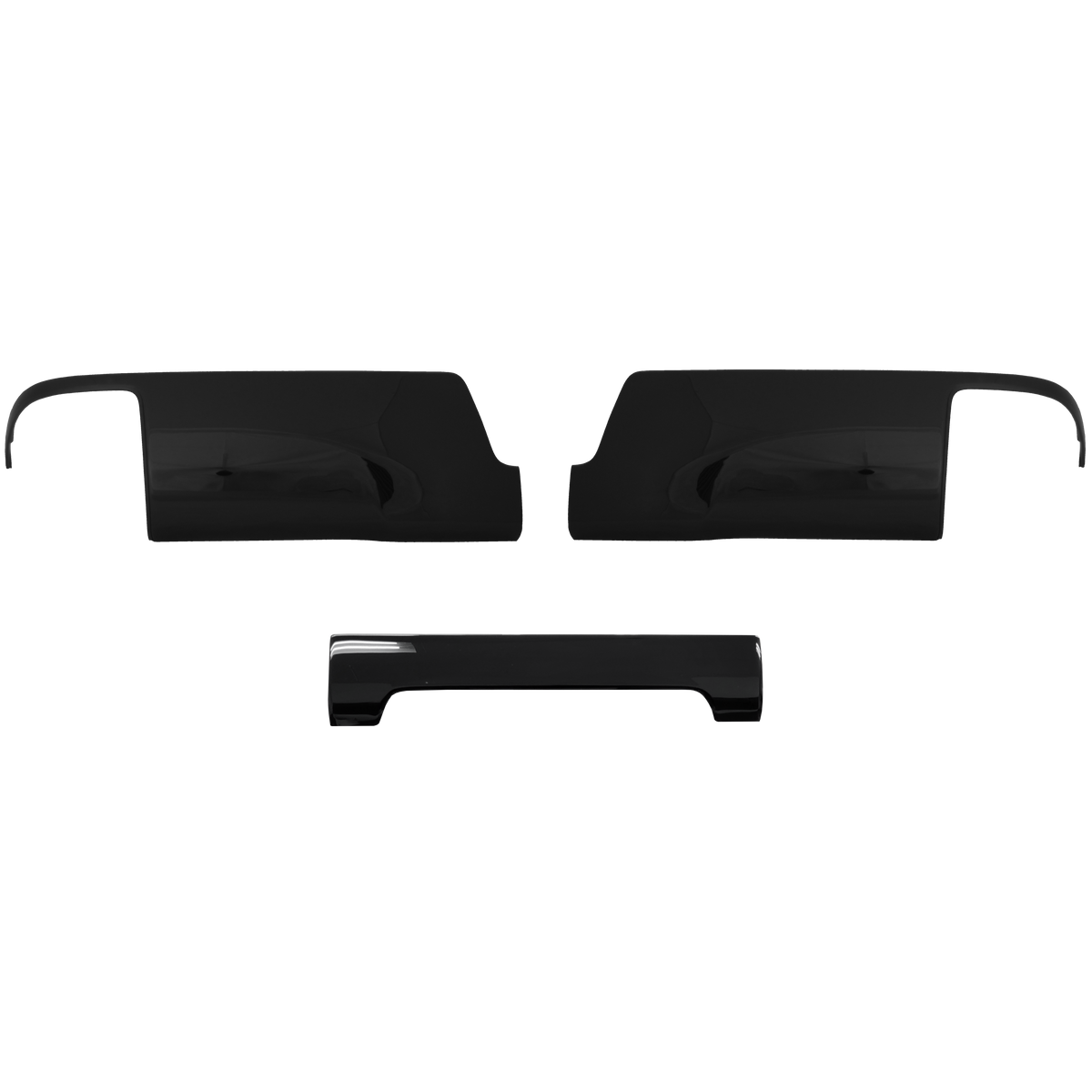 Gloss Black Rear Bumper covers for the 2014-2018 GMC Sierra and CHevy Silverado, chrome delete kit