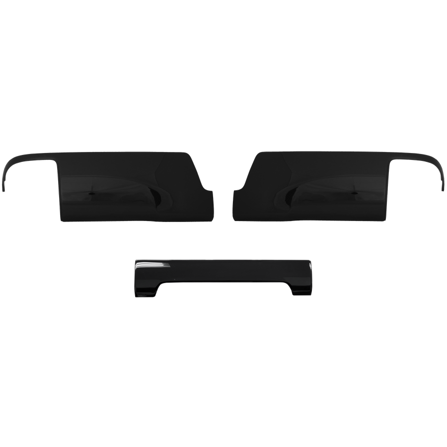 Gloss Black Rear Bumper covers for the 2014-2018 GMC Sierra and CHevy Silverado, chrome delete kit