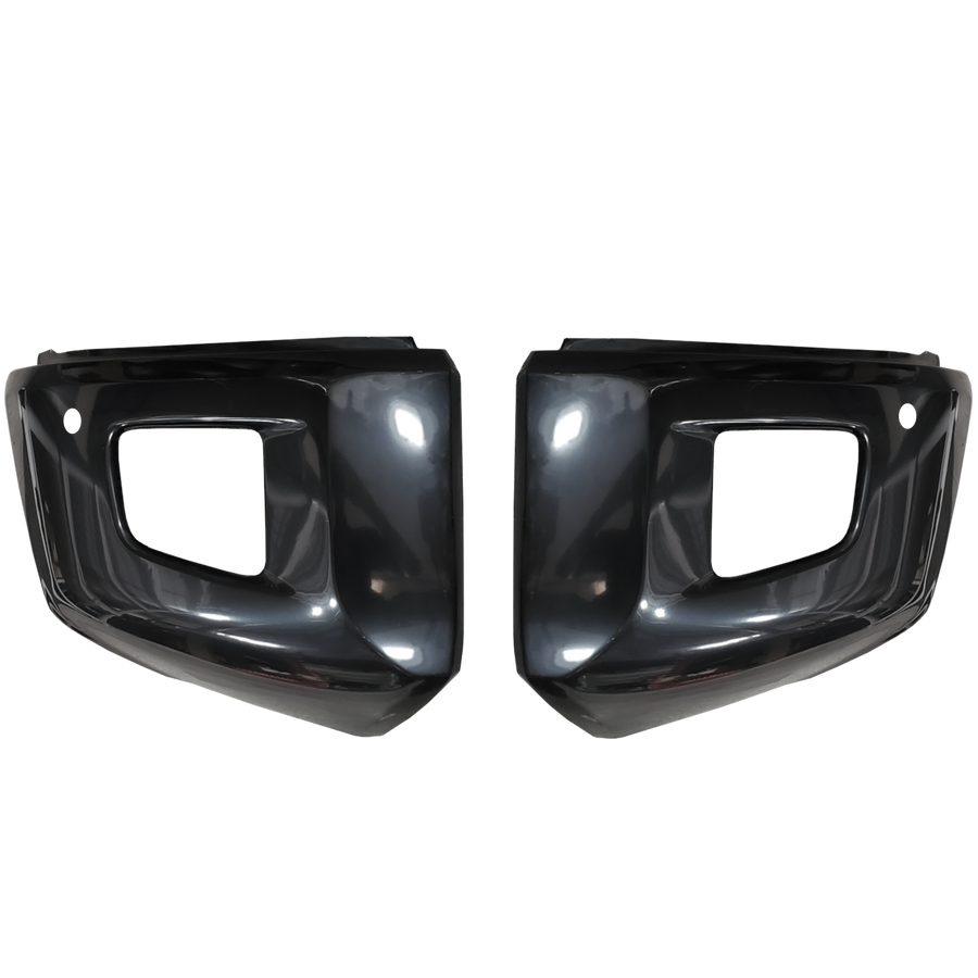 Gloss Black BumperShellz Front Bumper Overlays for 2014-2021 Toyota Tundra, Chrome Delete Kit, With Sensor Holes 