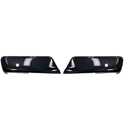 Gloss black Rear BumperShellz for 2015-2020 Ford F-150, with parking sensor hole cutouts.
