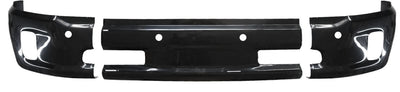 Gloss black front bumper cover for 2013-2018 Ram 1500, with fog lamp cutouts and parking sensor holes.