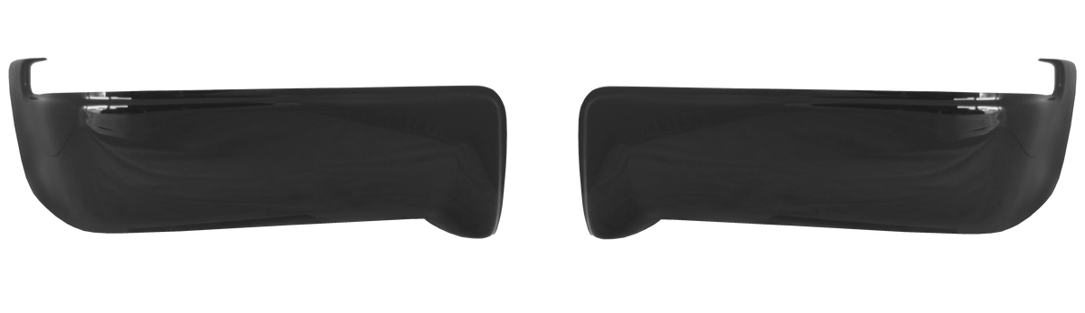 Gloss black rear BumperShellz chrome delete caps for 2009-2014 Ford F150, no parking sensor cutouts