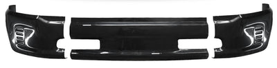 Gloss black front bumper cover for 2013-2018 Ram 1500, no fog lamp or parking sensor holes.