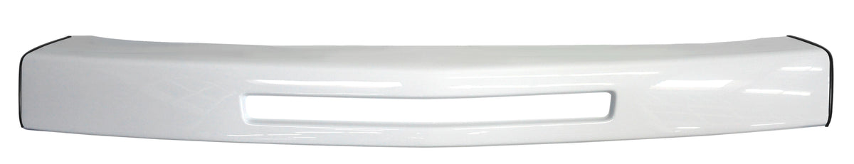 Gloss white front bumper cover for 2007-2013 Chevy Silverado, Chrome Delete BumperShellz with air intake cutouts.