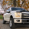 Gloss White  Side covers installed on a 2015-2017 F-150 Front BumperShellz,  Chrome Delete