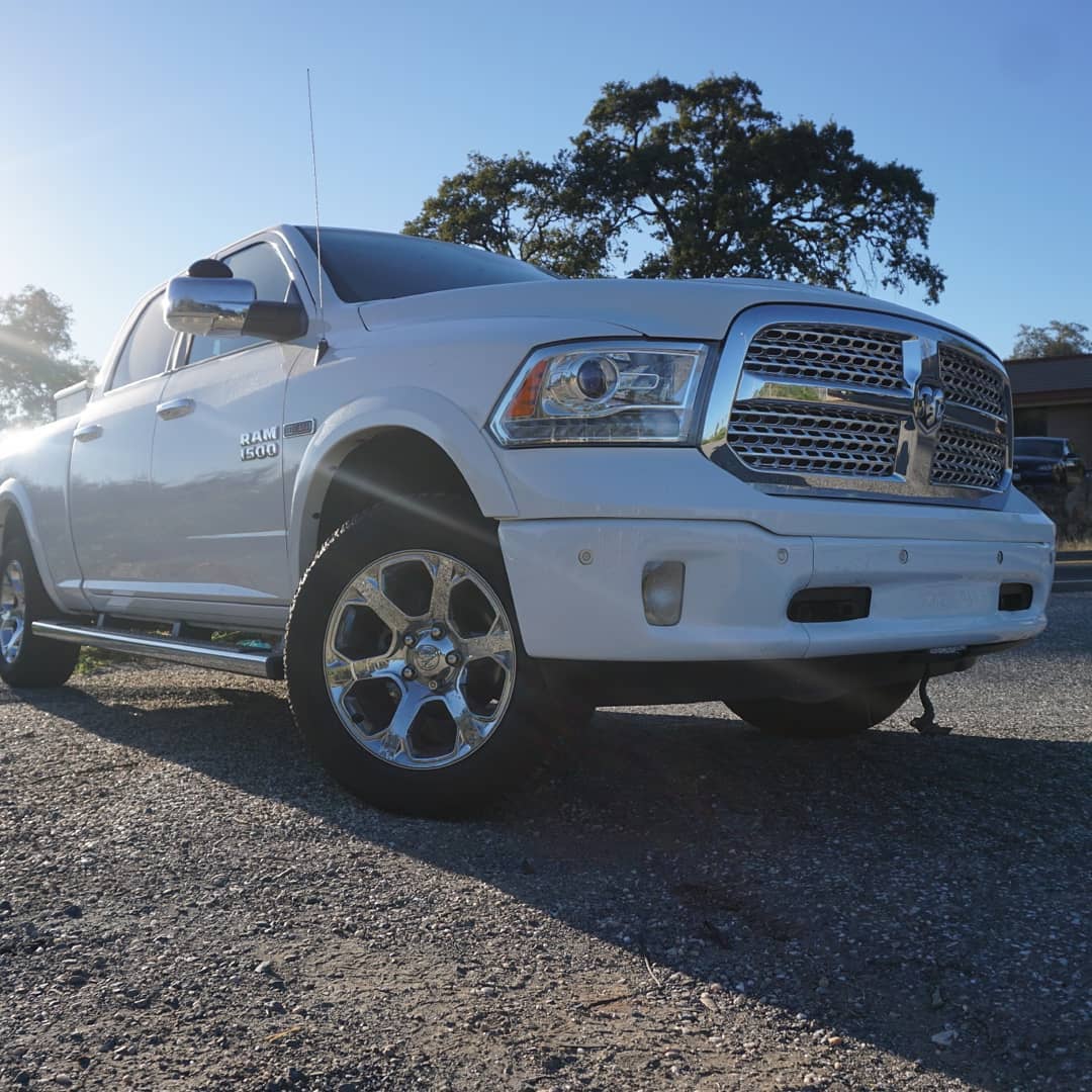 2013-2018 Shellz installed on a gloss white Ram 1500