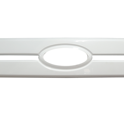 Gloss White Center Bar Grille Overlay for 2018-2020 F150, ready to enhance the vehicle with a chrome delete style