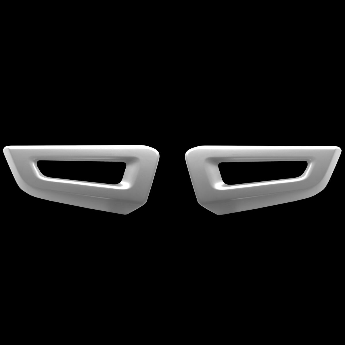 Gloss White Front Side Bumper Overlays for 2016-2020 Ford F150 Raptor, highlighting the contrast and detailing of the pristine finish