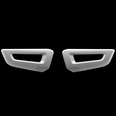 Gloss White Front Side Bumper Overlays for 2016-2020 Ford F150 Raptor, highlighting the contrast and detailing of the pristine finish