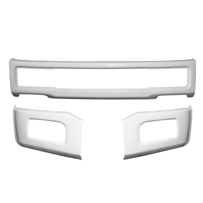 Gloss white front bumper for 2018-2020 Ford F150, with fog lamps and no tow hook cutouts