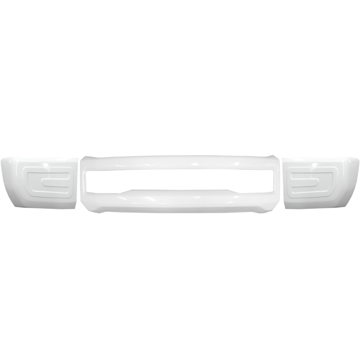 Gloss White Bumper Covers for  2017-2019 Ford F250 or F350 without fog lamp cut outs, chrome delete kit