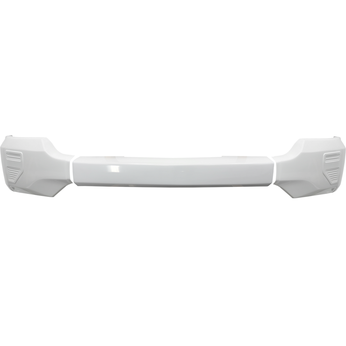 Gloss white front BumperShellz for 2016-2018 Chevy Silverado 1500, no parking sensors, no fog lamps