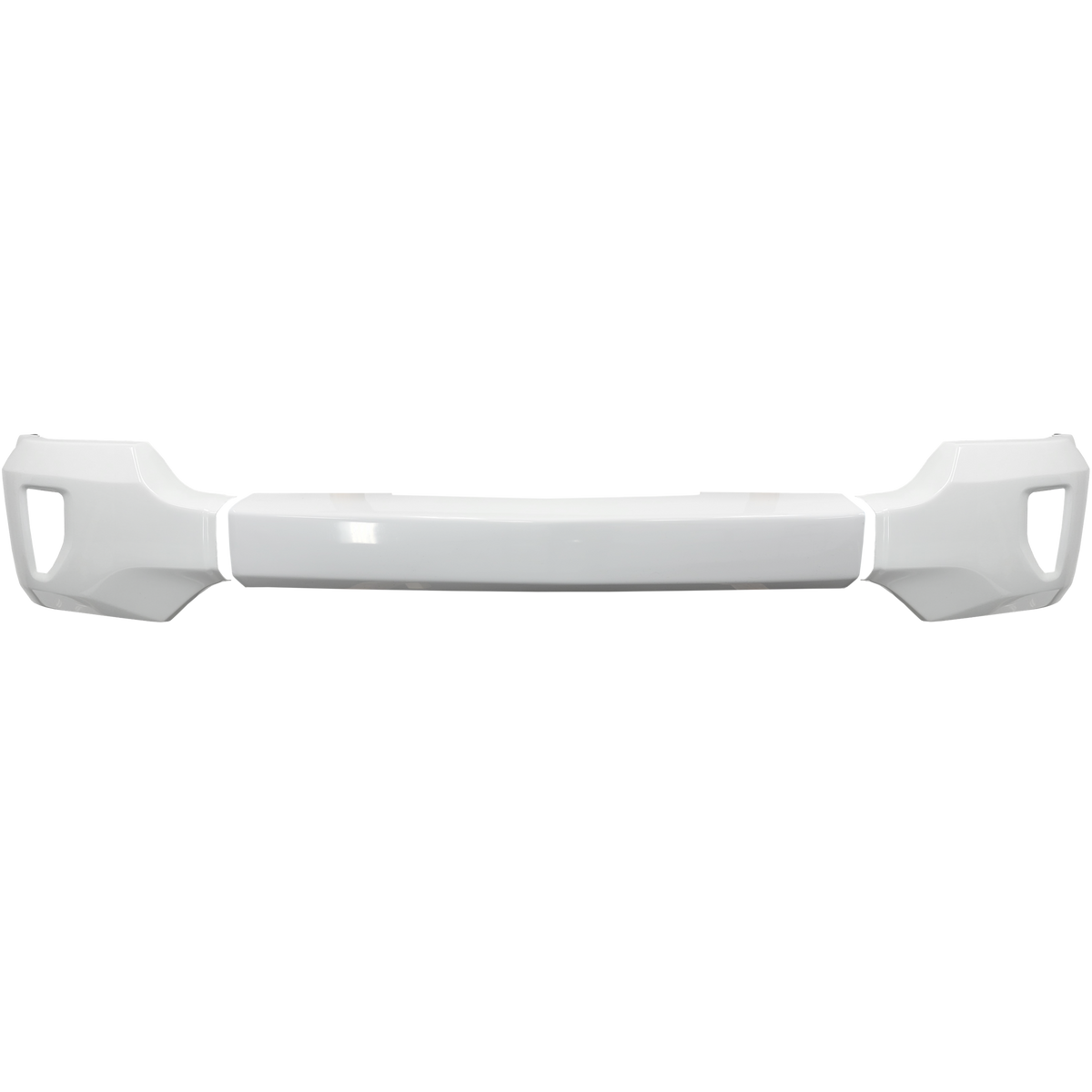 Gloss white front BumperShellz for 2016-2018 Chevy Silverado 1500, no parking sensors, with fog lamps.
