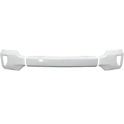 Gloss white front BumperShellz for 2016-2018 Chevy Silverado 1500, no parking sensors, with fog lamps.