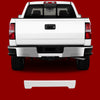 Gloss White trailer hitch guard installed on a chevy silverado, fits the 2014-2018 chevy silverado and GMC sierra