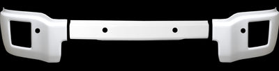 Gloss white front bumper cover for 2014-2015 GMC Sierra 1500, Chrome Delete BumperShellz with parking sensor cutouts.