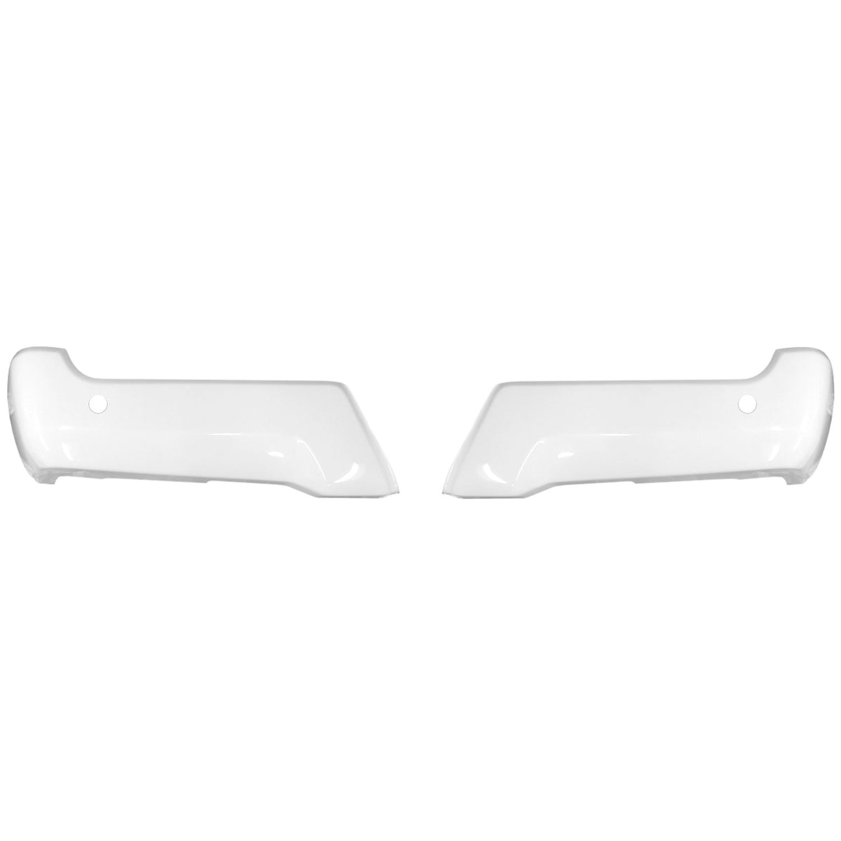 Ford F250/F350 gloss white rear bumper cover by BumperShellz, featuring parking sensor holes, fits 2017-2022 models.