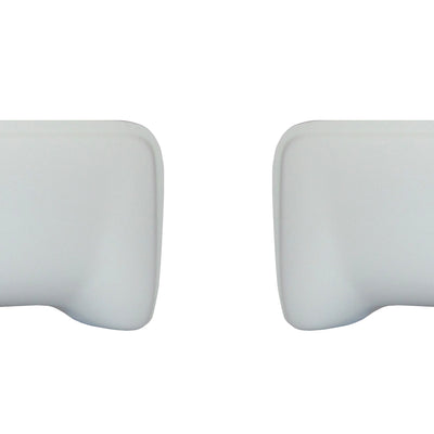 Gloss white rear BumperShellz chrome delete caps for 2009-2014 Ford F150, with parking sensor cutouts