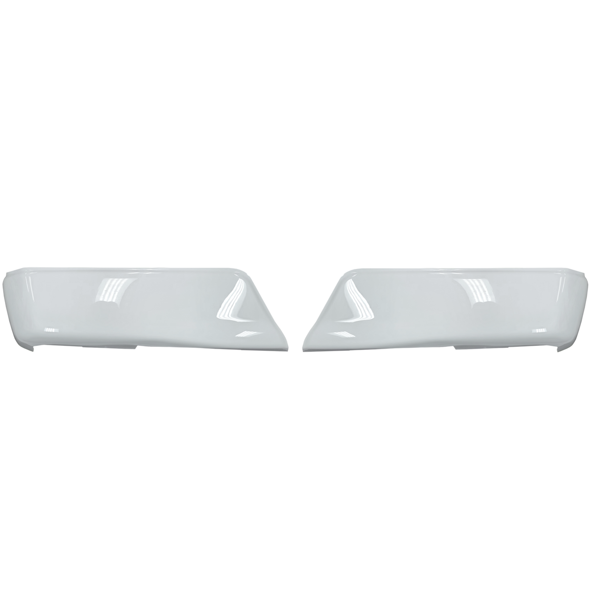 Gloss white Rear BumperShellz for 2015-2020 Ford F-150, no parking sensor cutouts.
