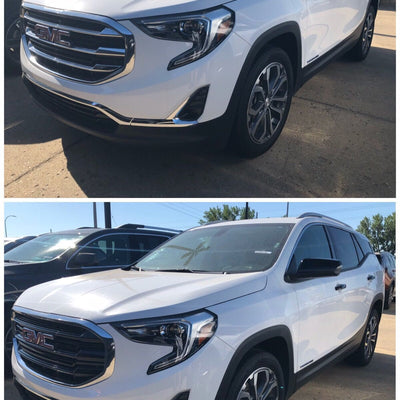 ABS6482BLK 18-20 GMC Terrain 6 PCS Gloss Black Tape-on Grille Overlay Chrome Delete Kit