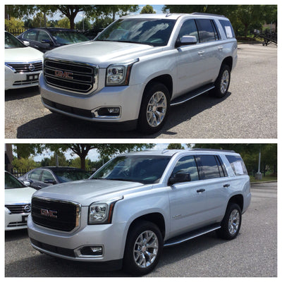 ABS6442BLK 15-20 GMC Yukon SLE/SLT 3 PCS Gloss Black Tape-on Grille Overlay Chrome Delete Kit