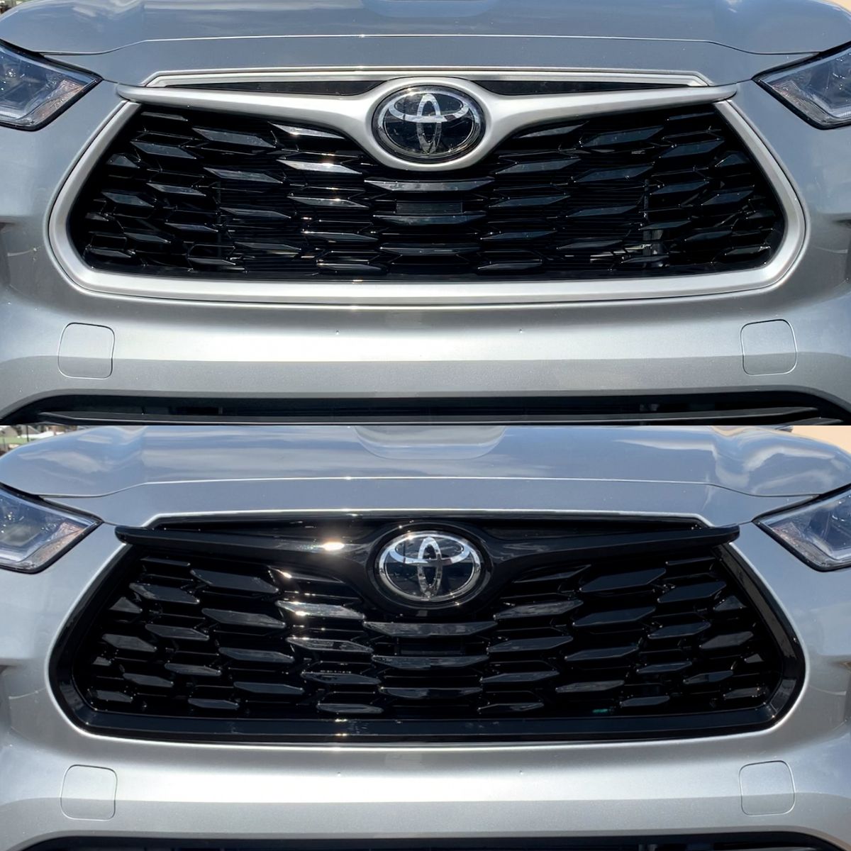 2020-22 Toyota Highlander LE/XLE Does not fit grille with Camera 1 PC Gloss Black Clip-On W/Tape Grille Overlay Chrome Delete Kit