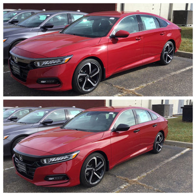 ABS6506BLK 18-20 Honda Accord 3 PCS Gloss Black Tape-on Grille Overlay Chrome Delete Kit