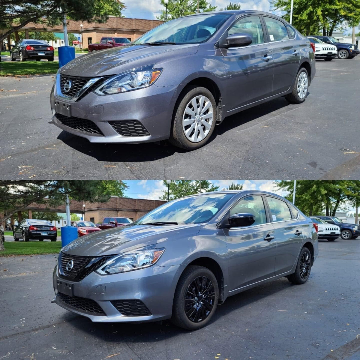 MC6232BLK 13-19 Nissan Sentra 2 PCS Top Gloss Black Tape-on Mirror Cover Chrome Delete Kit
