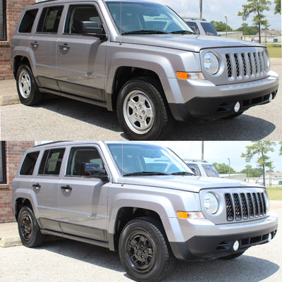 MC6243BLK 09-17 Jeep Patriot 2 PCS Full Gloss Black Tape-on Mirror Cover Chrome Delete Kit