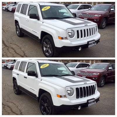 MC6243BLK 09-17 Jeep Patriot 2 PCS Full Gloss Black Tape-on Mirror Cover Chrome Delete Kit