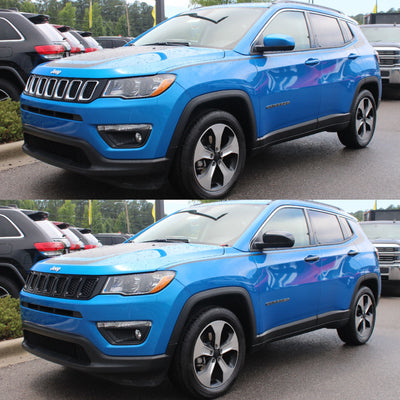 MC6240BLK 14-22 Jeep Cherokee 2 PCS Top Gloss Black Tape-on Mirror Cover Chrome Delete Kit