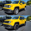 ABS6439BLK 15-19 Jeep Renegade Sport/Limited/Latitude 7 PCS Gloss Black Tape-on Grille Overlay Chrome Delete Kit