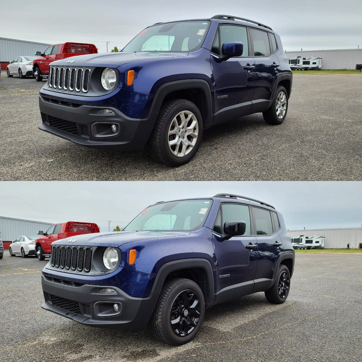 MC6269BLK 15-22 Jeep Renegade 2 PCS No Turn Signal Full Gloss Black Tape-on Mirror Cover Chrome Delete Kit