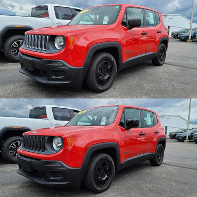 ABS6439BLK 15-19 Jeep Renegade Sport/Limited/Latitude 7 PCS Gloss Black Tape-on Grille Overlay Chrome Delete Kit