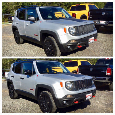 MC6280BLK 15-22 Jeep Renegade 2 PCS With Turn Signal Full Gloss Black Tape-on Mirror Cover Chrome Delete Kit