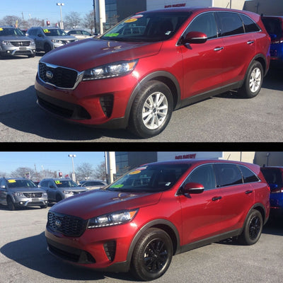 ABS6488BLK 19-20 Kia Sorento Fits LX/EX Only Does not fit grille with Camera 1 PC Gloss Black Tape-on Grille Overlay Chrome Delete Kit