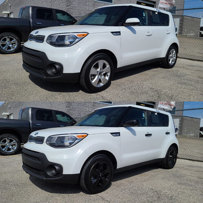 MC6283BLK 14-19 Kia Soul 2 PCS Top Gloss Black Tape-on Mirror Cover Chrome Delete Kit