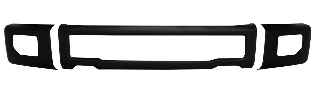 Matte Black 2015-2017 Ford F-150 Front Bumper Covers with fog lamp cutouts, Chrome Delete Kit