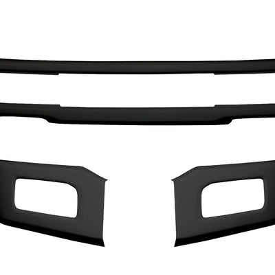 Matte black front bumper for 2018-2020 Ford F150, featuring fog lamps and tow hook cutouts