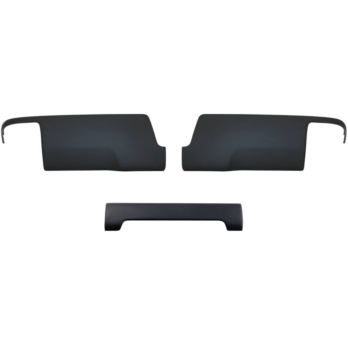 Rear Bumper Covers in the color matte black for the Chevy Silverado and GMC Sierra years 2014 through 2018, black out kit