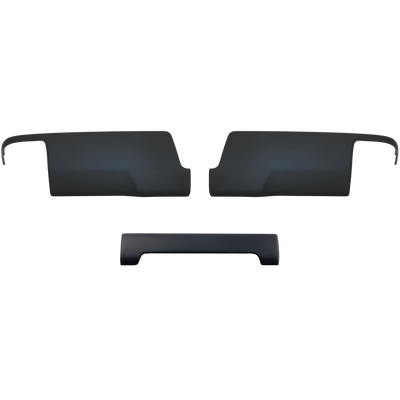 Rear Bumper Covers in the color matte black for the Chevy Silverado and GMC Sierra years 2014 through 2018, black out kit