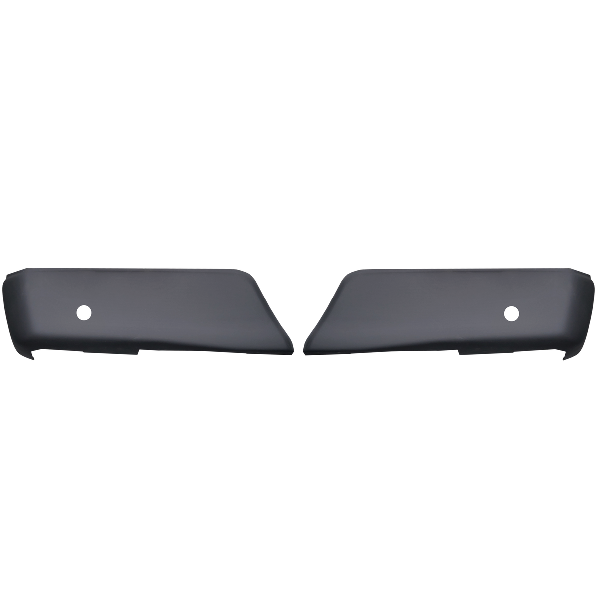Matte black Rear BumperShellz for 2015-2020 Ford F-150, with parking sensor hole cutouts